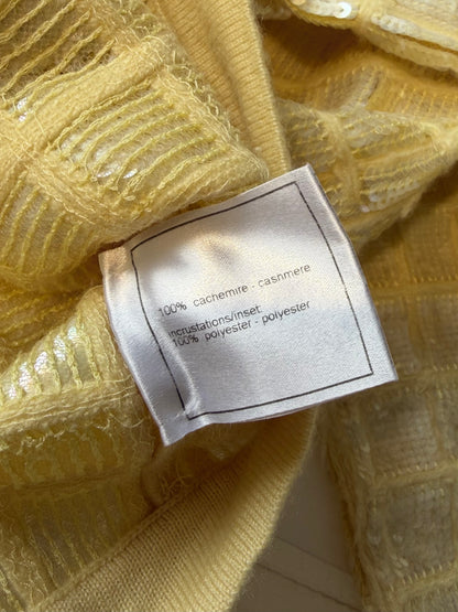 2008 Chanel Yellow Sequin Cashmere Cardigan