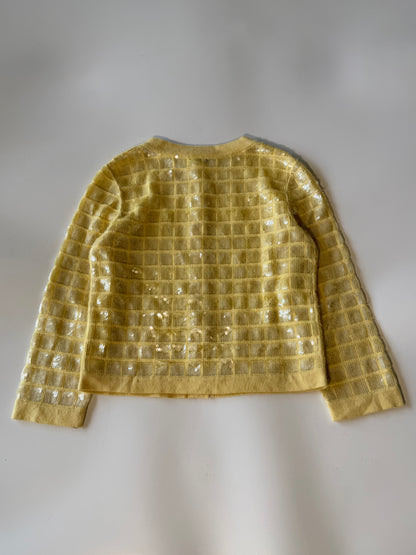2008 Chanel Yellow Sequin Cashmere Cardigan