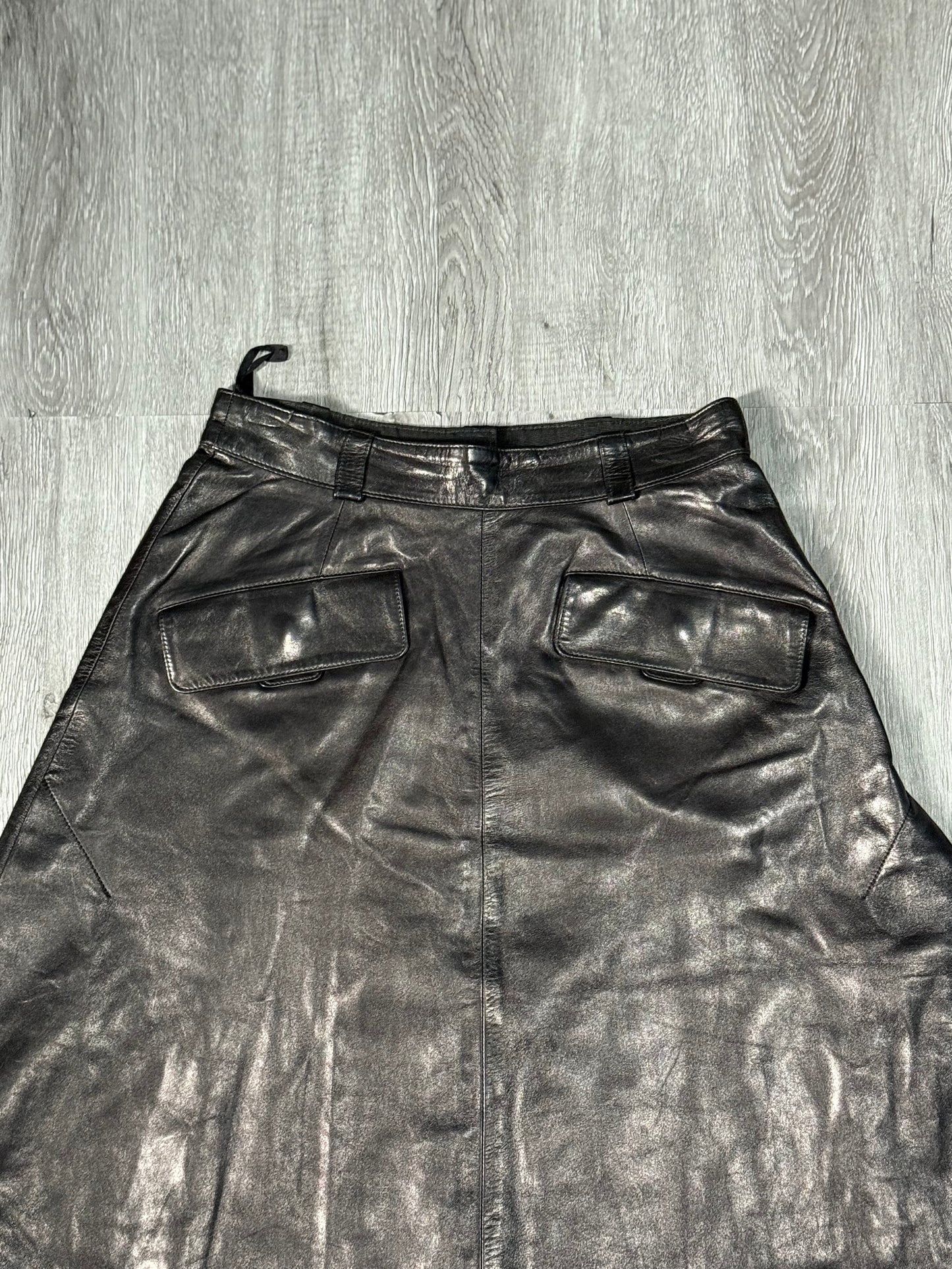 Hermes Black Leather Skirt