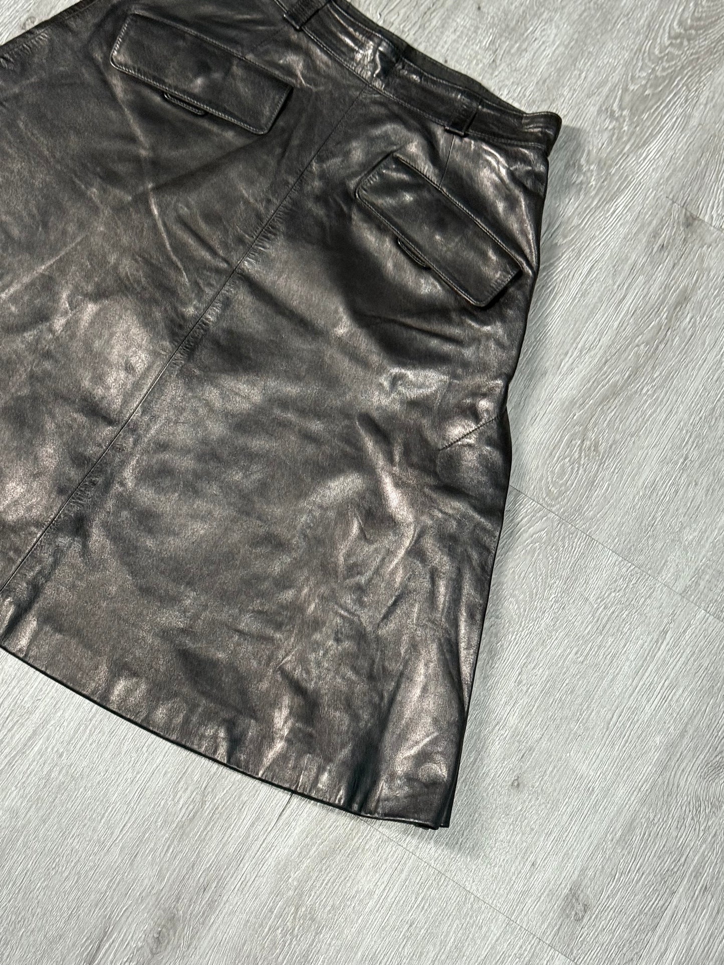 Hermes Black Leather Skirt