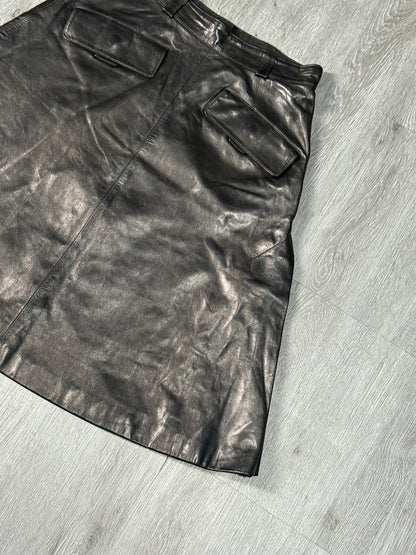 Hermes Black Leather Skirt