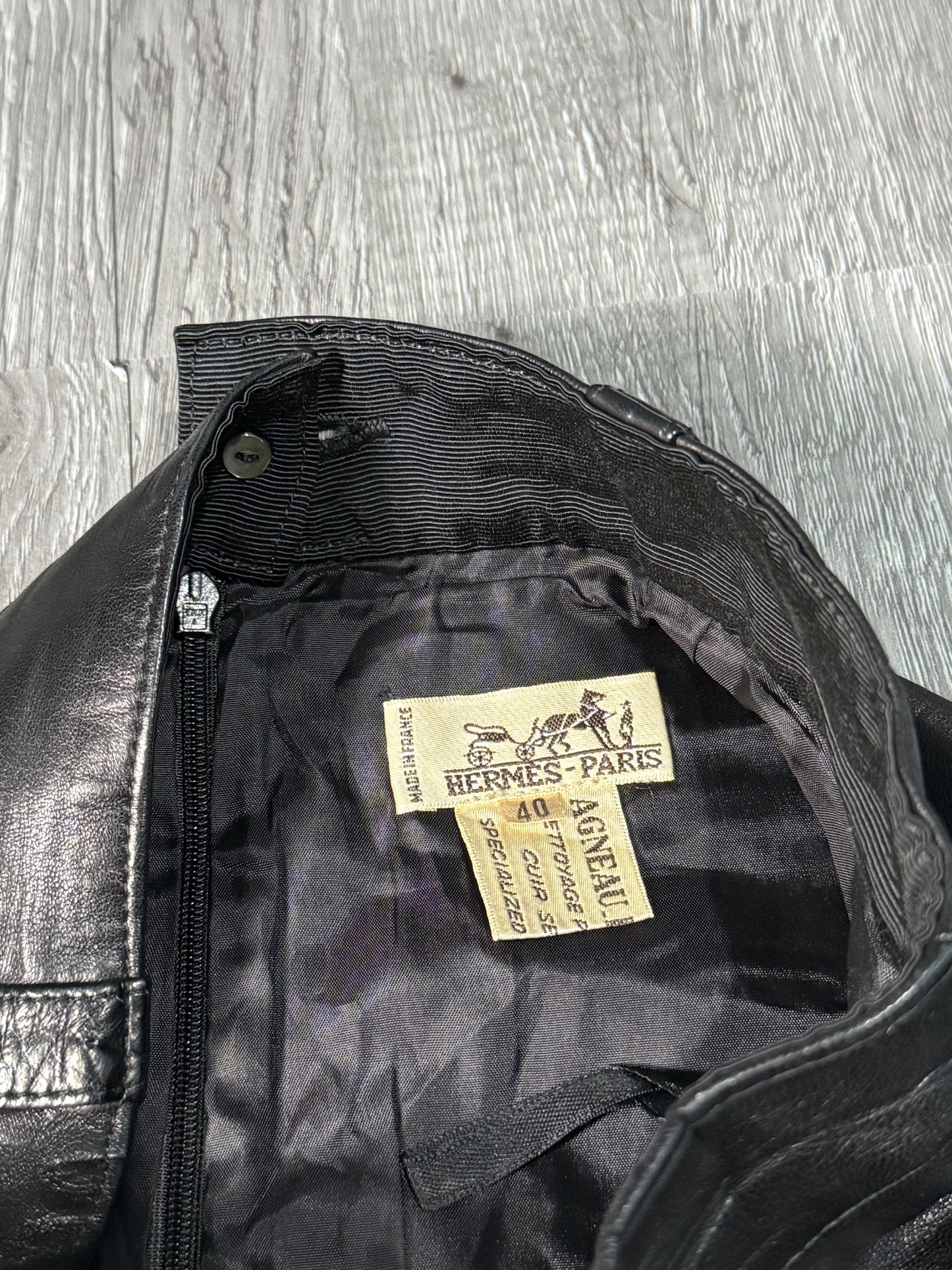 Hermes Black Leather Skirt