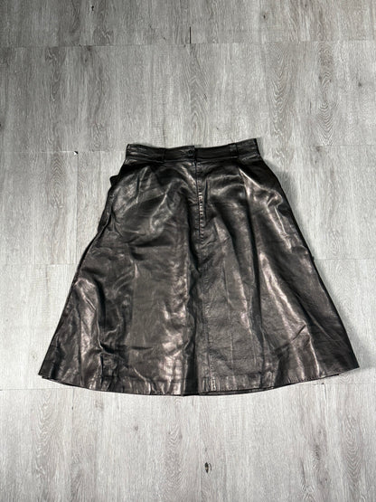 Hermes Black Leather Skirt