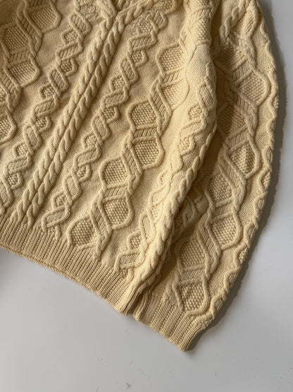 Vintage Christian Dior 80s Yellow Cable-Knit V-Neck Sweater