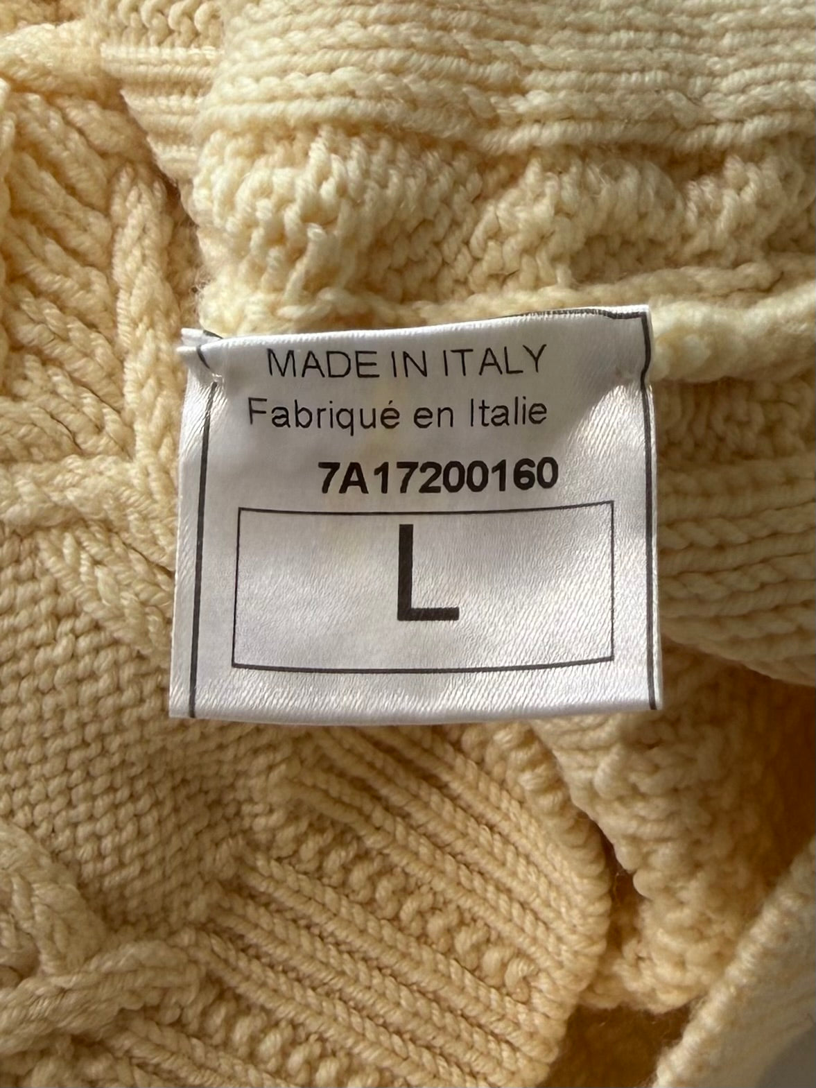 Vintage Christian Dior 80s Yellow Cable-Knit V-Neck Sweater