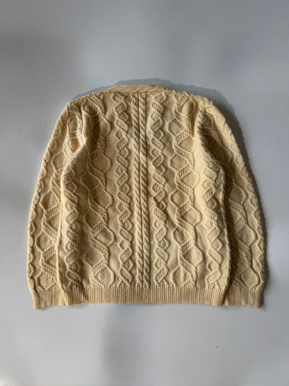 Vintage Christian Dior 80s Yellow Cable-Knit V-Neck Sweater