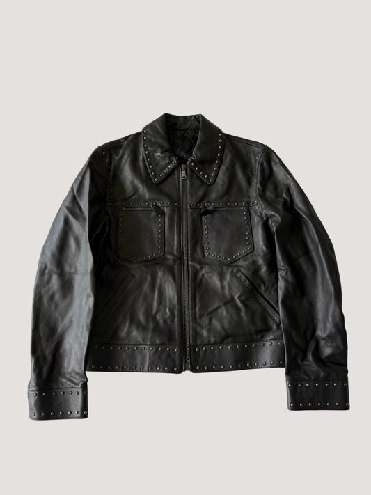 Roberto Cavalli Black Studded Leather Jacket