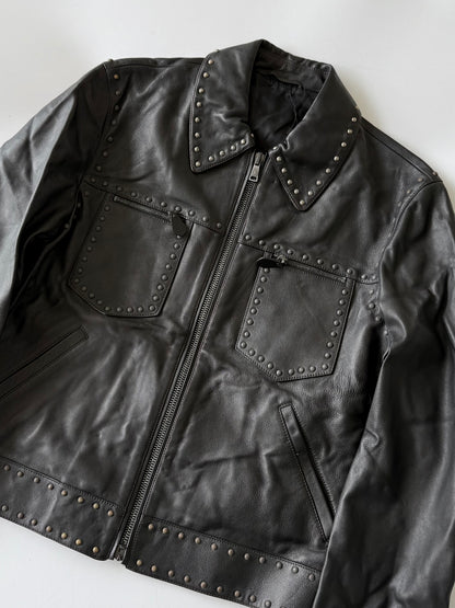 Roberto Cavalli Black Studded Leather Jacket