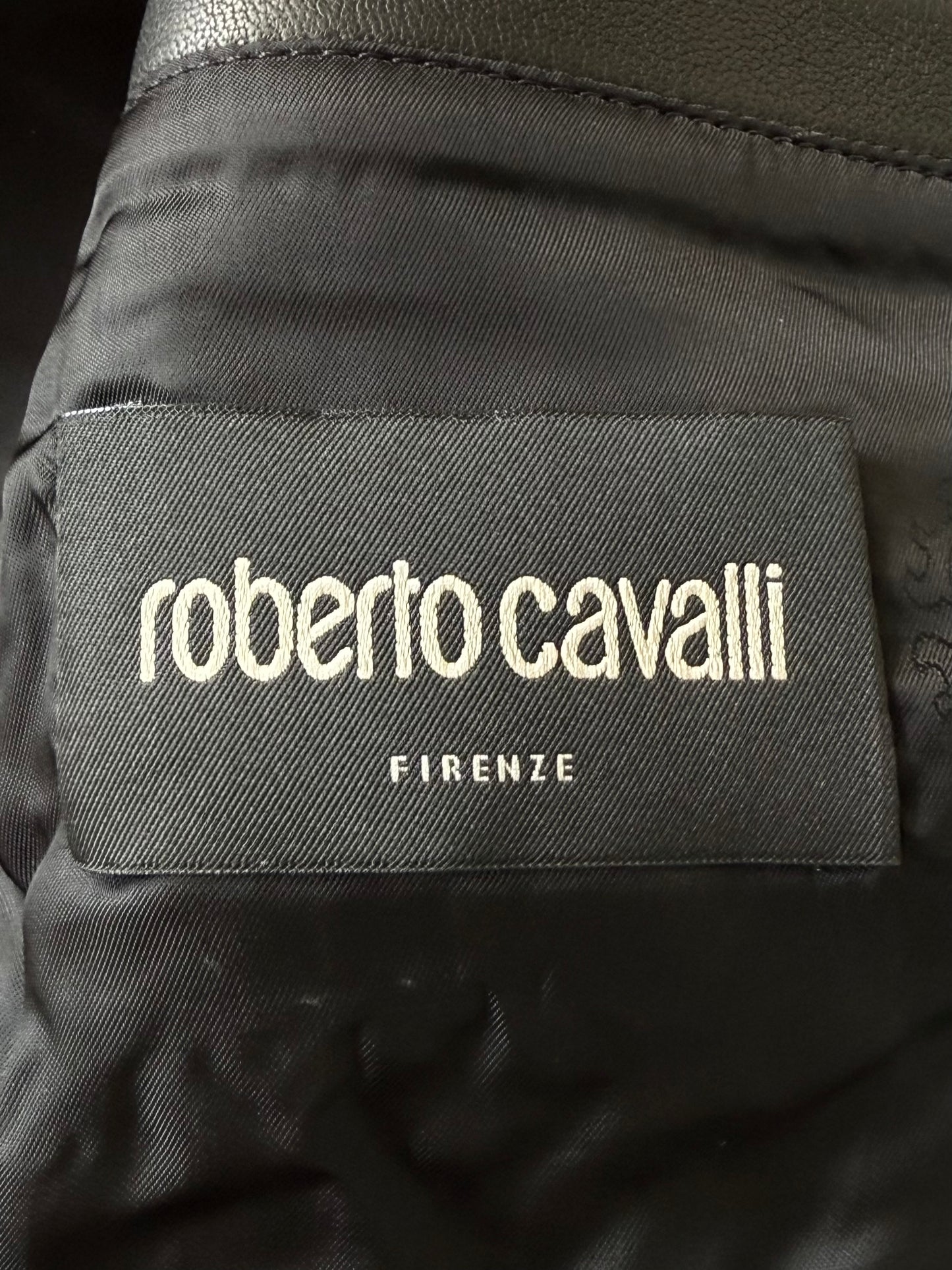 Roberto Cavalli Black Studded Leather Jacket
