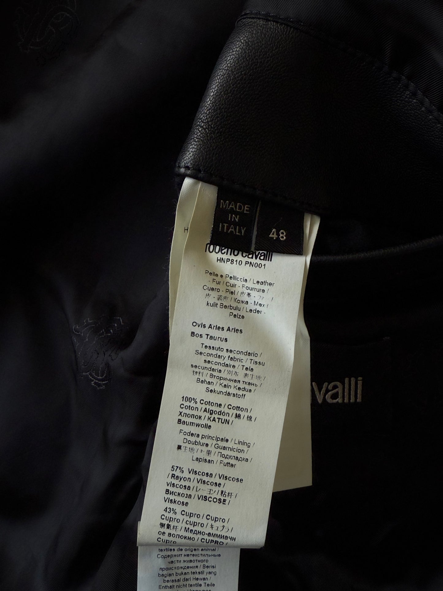 Roberto Cavalli Black Studded Leather Jacket