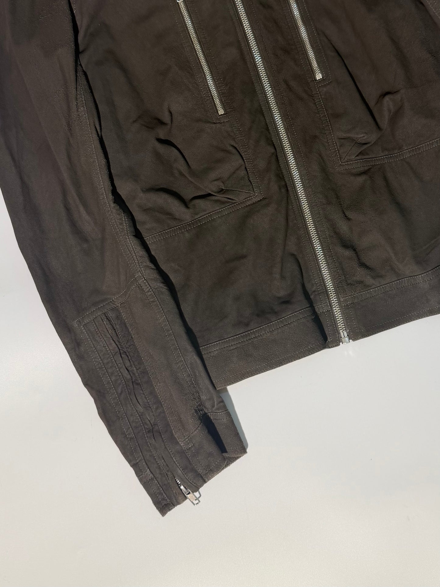 Rick Owens Dark Dust Racer Leather Jacket
