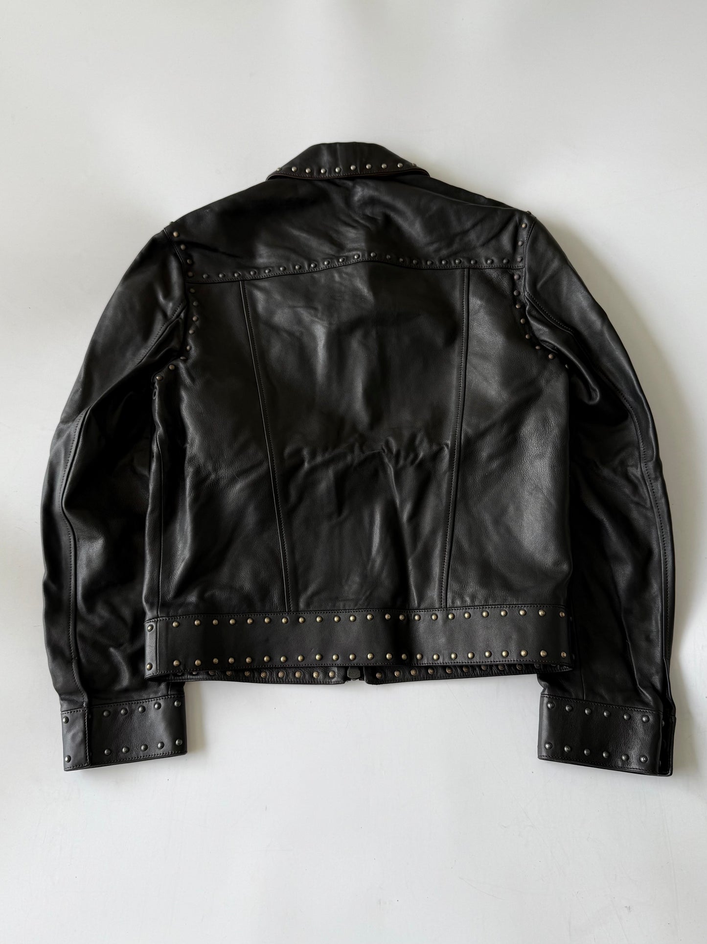 Roberto Cavalli Black Studded Leather Jacket