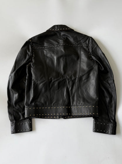 Roberto Cavalli Black Studded Leather Jacket