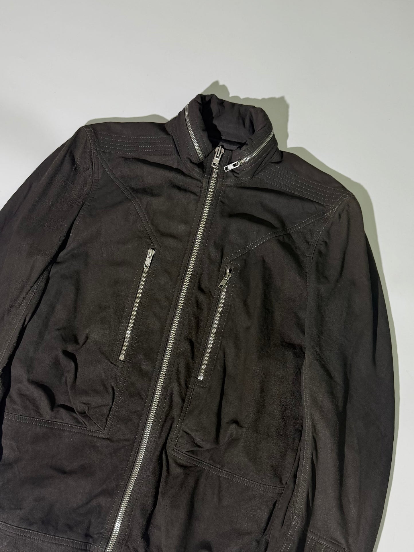 Rick Owens Dark Dust Racer Leather Jacket