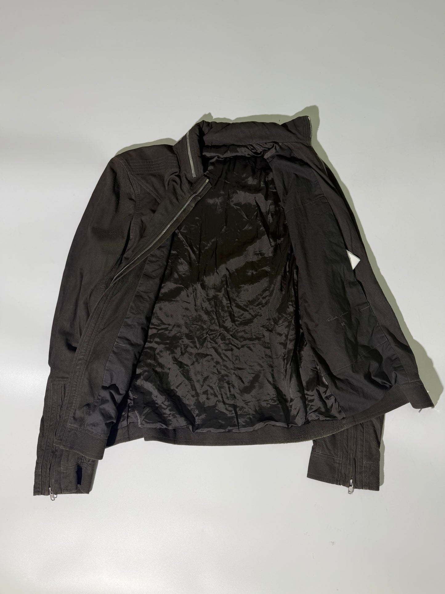 Rick Owens Dark Dust Racer Leather Jacket