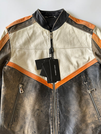 2000’s Dolce & Gabbana Orange Biker Jacket
