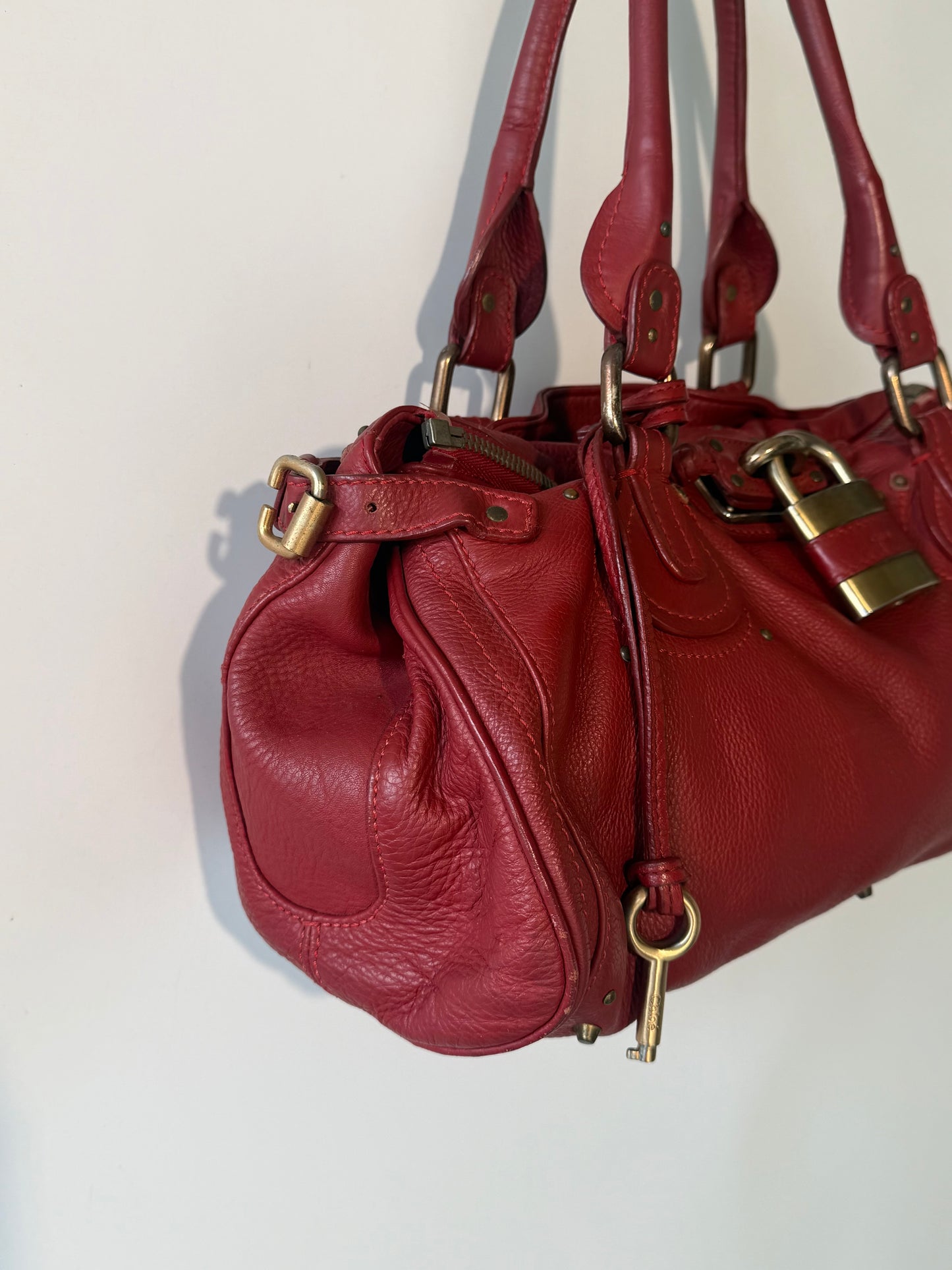 Chloe Red Paddington Medium Satchel Bag
