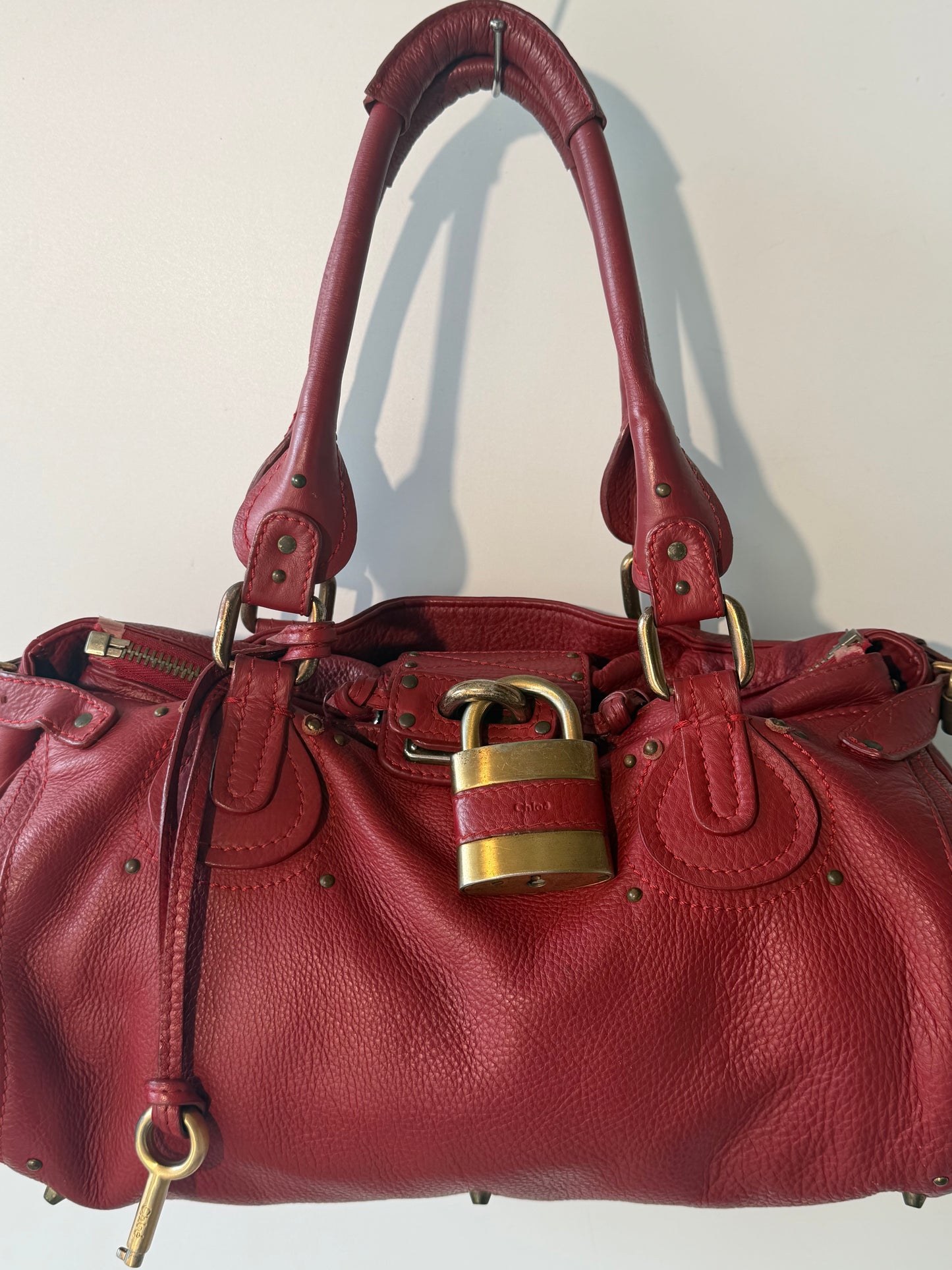 Chloe Red Paddington Medium Satchel Bag