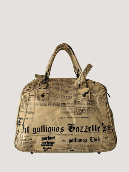 John Galliano Newspaper Print Bowler Bag