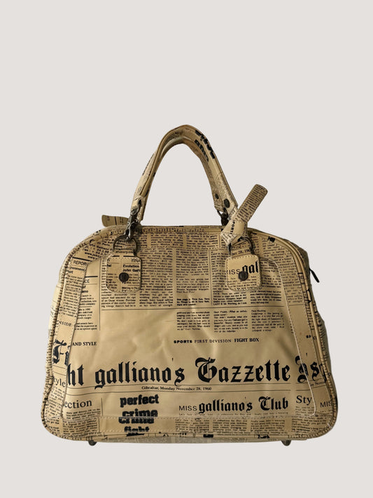 John Galliano Newspaper Print Bowler Bag