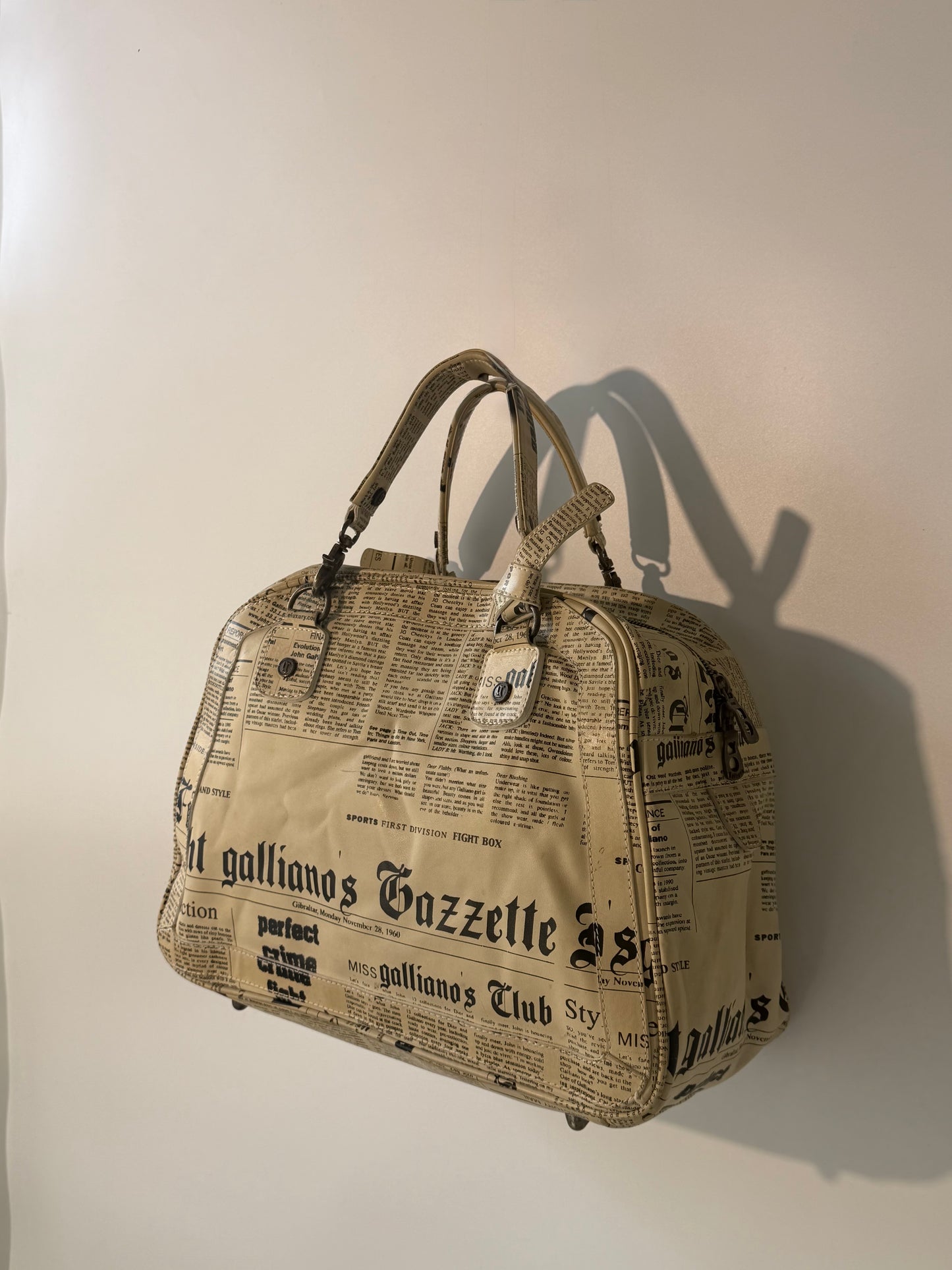 John Galliano Newspaper Print Bowler Bag