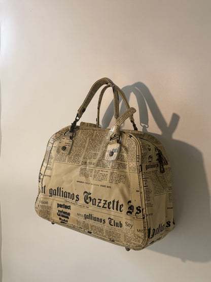 John Galliano Newspaper Print Bowler Bag