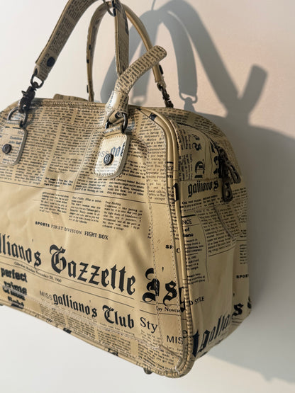 John Galliano Newspaper Print Bowler Bag