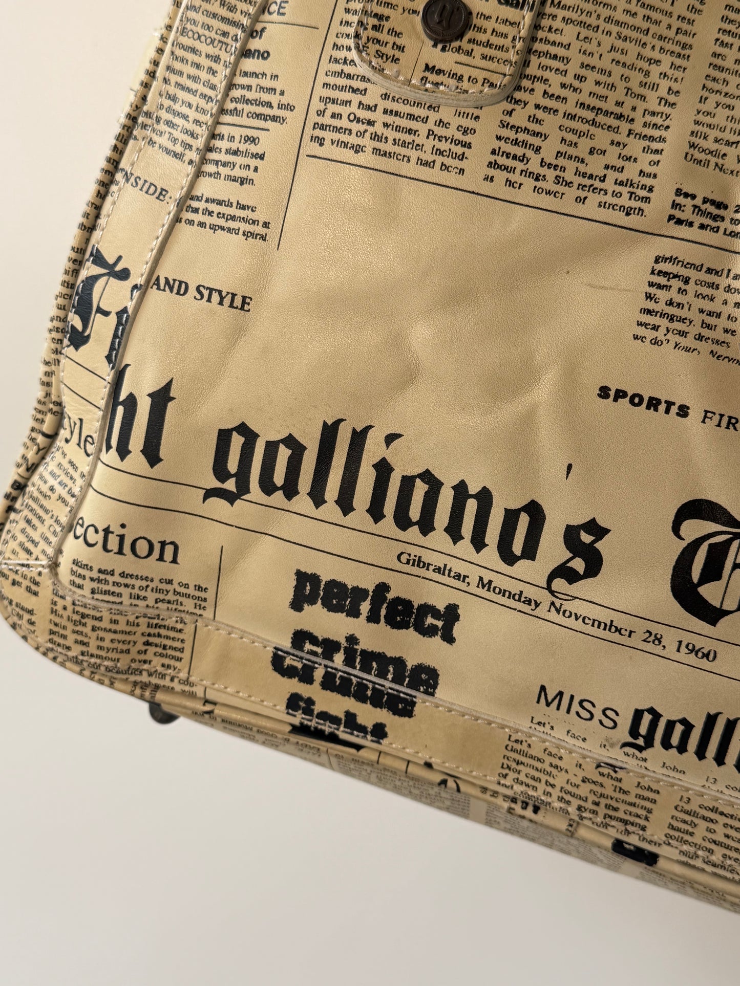 John Galliano Newspaper Print Bowler Bag