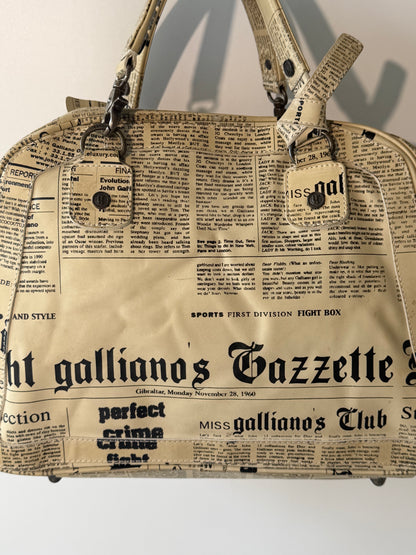 John Galliano Newspaper Print Bowler Bag