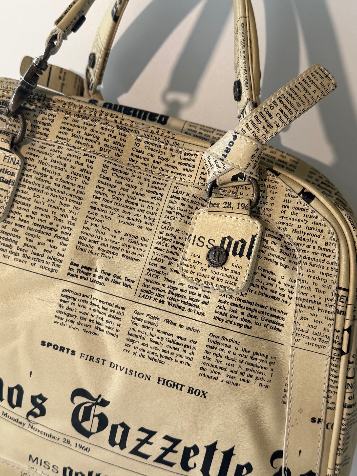 John Galliano Newspaper Print Bowler Bag