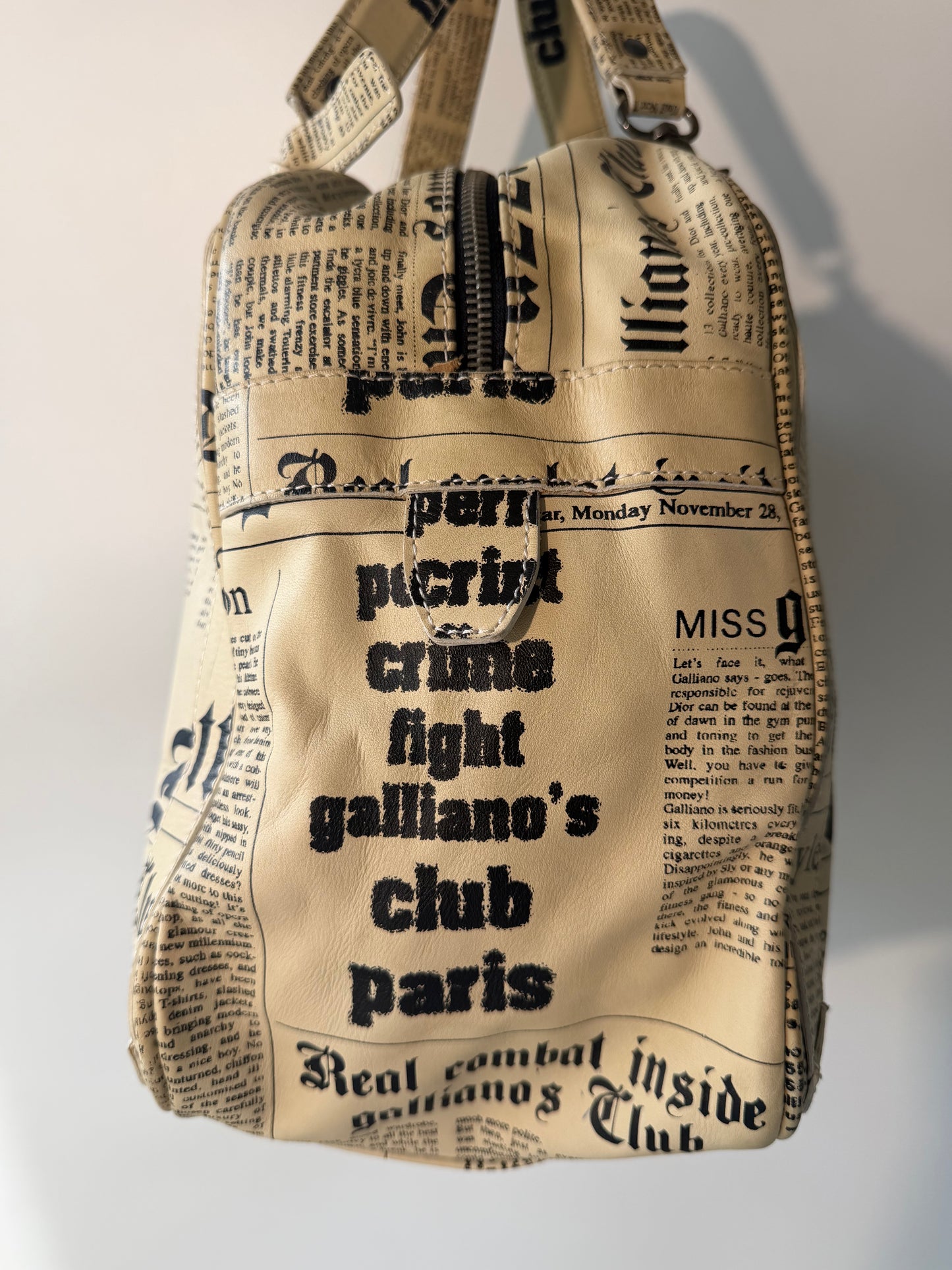John Galliano Newspaper Print Bowler Bag
