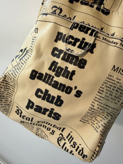 John Galliano Newspaper Print Bowler Bag