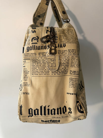 John Galliano Newspaper Print Bowler Bag