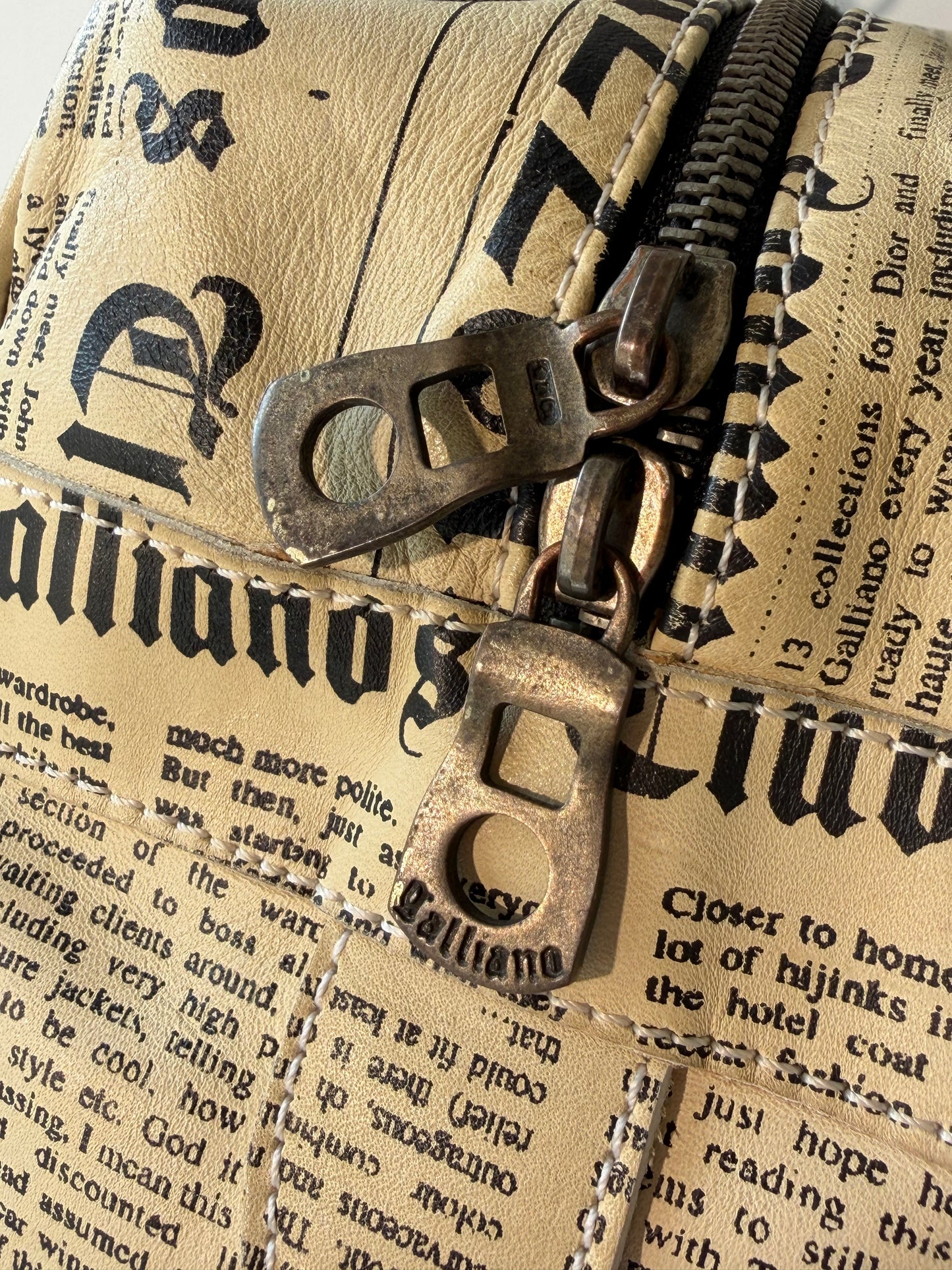John Galliano Newspaper Print Bowler Bag