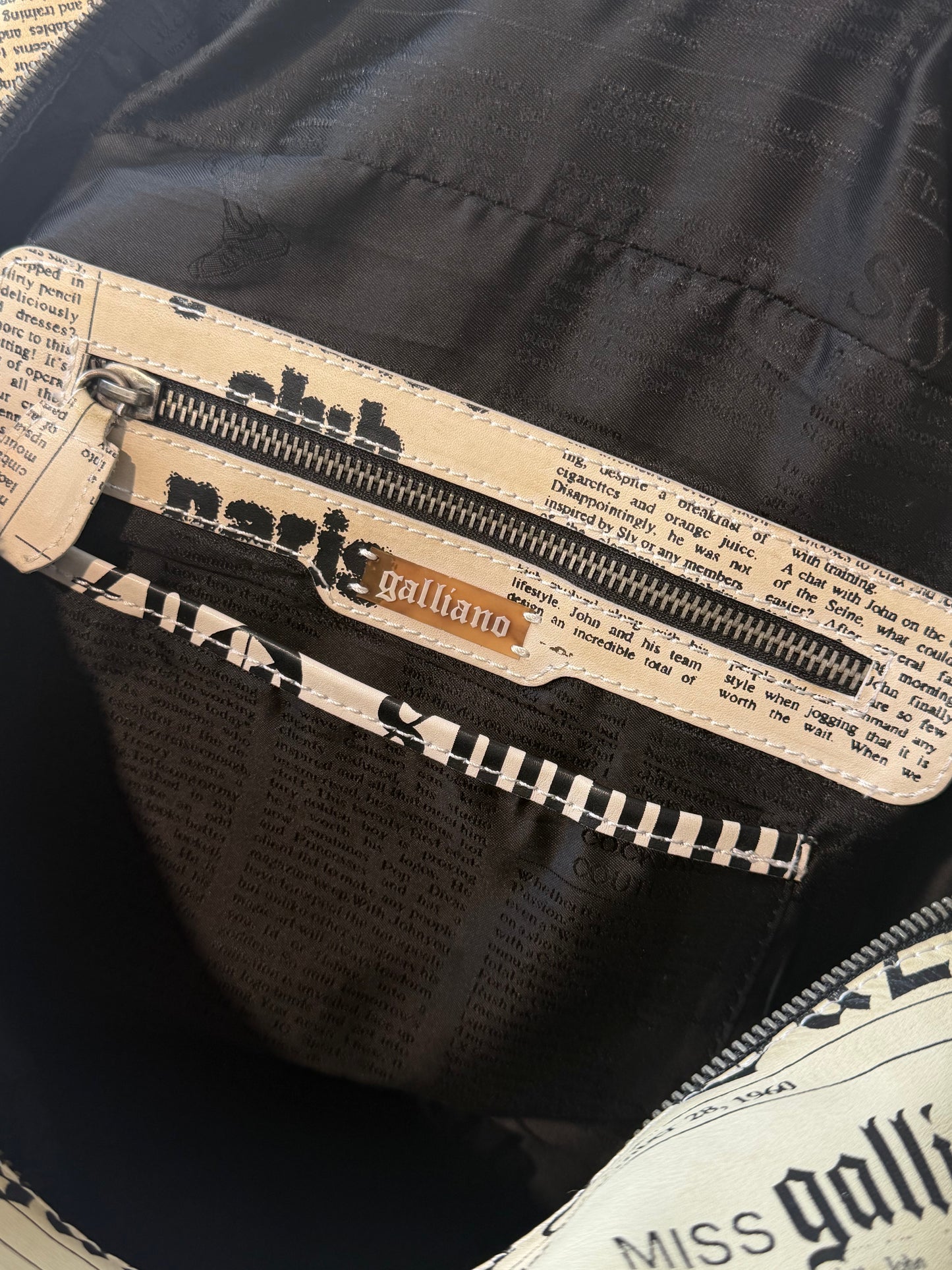 John Galliano Newspaper Print Bowler Bag