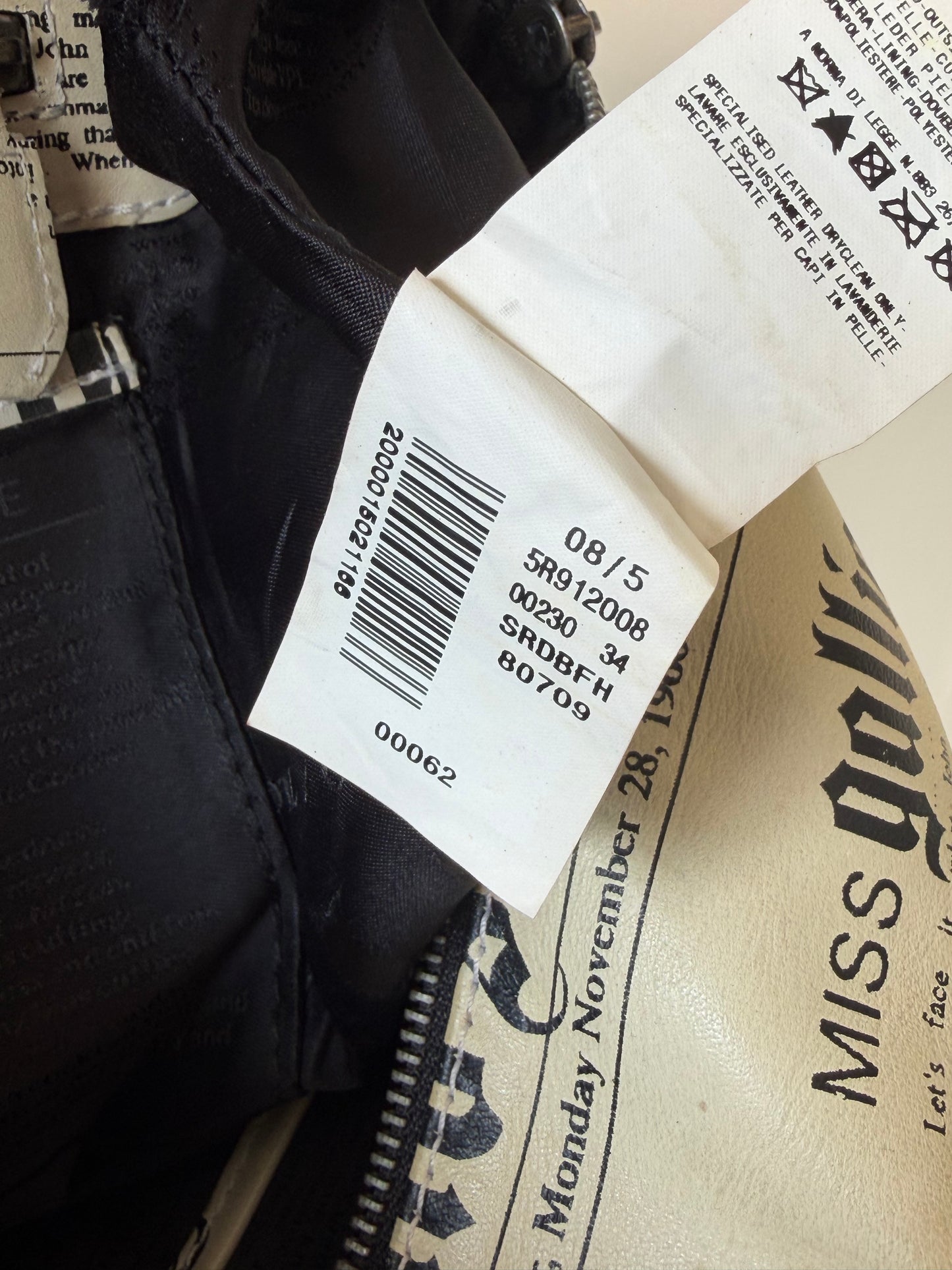 John Galliano Newspaper Print Bowler Bag