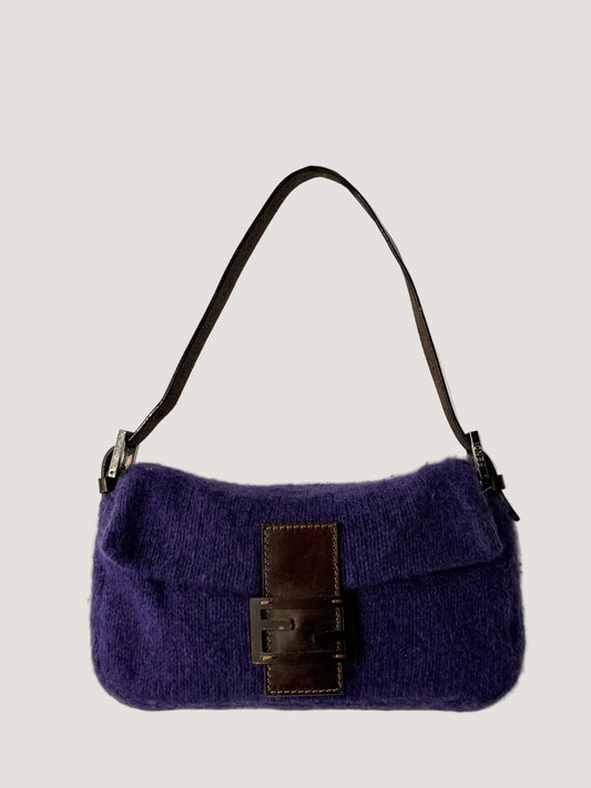 Vintage Fendi Purple Knit Baguette
