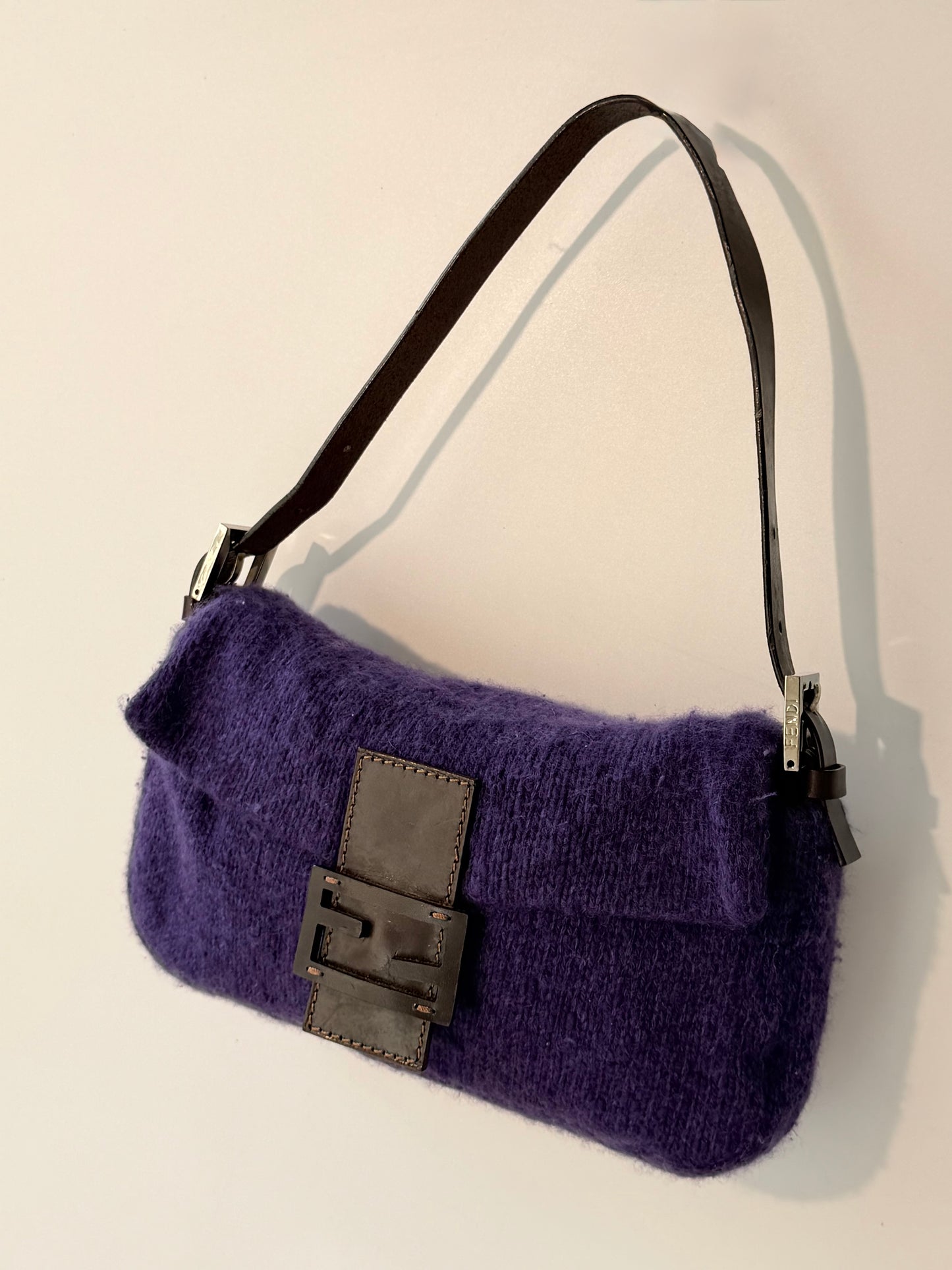 Vintage Fendi Purple Knit Baguette
