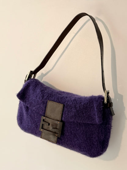 Vintage Fendi Purple Knit Baguette