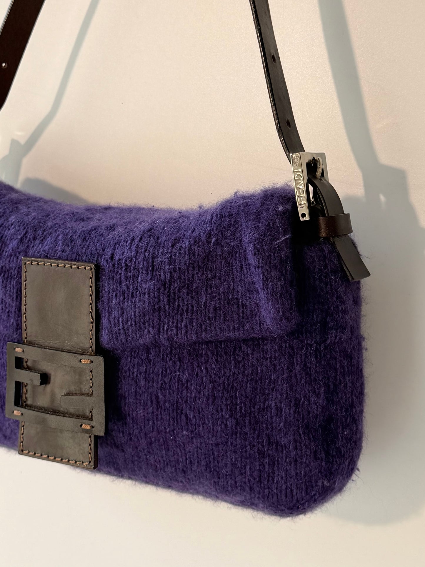 Vintage Fendi Purple Knit Baguette