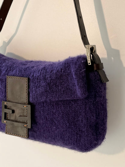Vintage Fendi Purple Knit Baguette