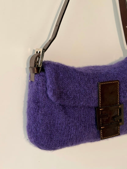 Vintage Fendi Purple Knit Baguette