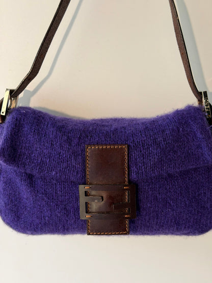 Vintage Fendi Purple Knit Baguette