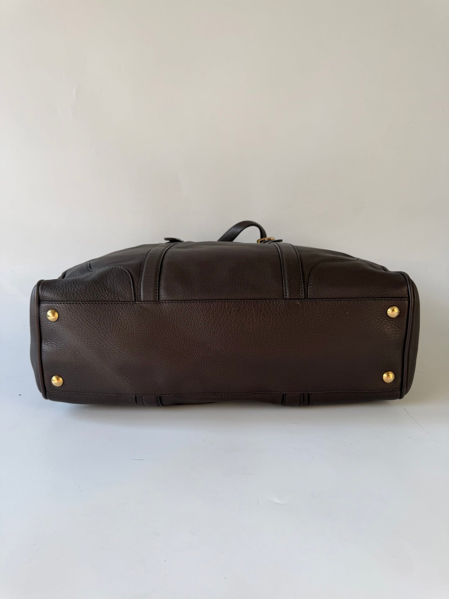 Prada Dark Brown Vitello Dino Tote Bag