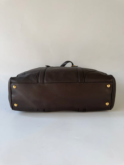 Prada Dark Brown Vitello Dino Tote Bag