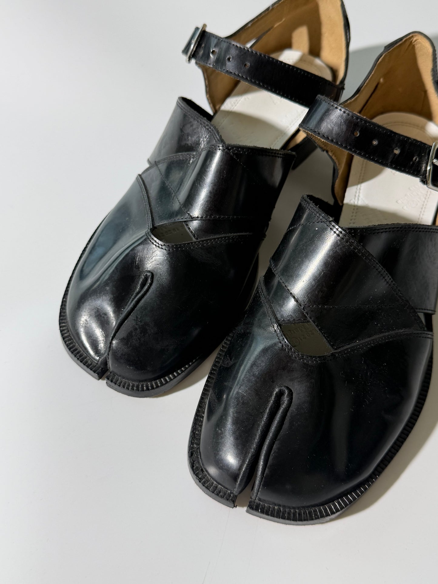 Maison Margiela Black Leather Tabi Sandals