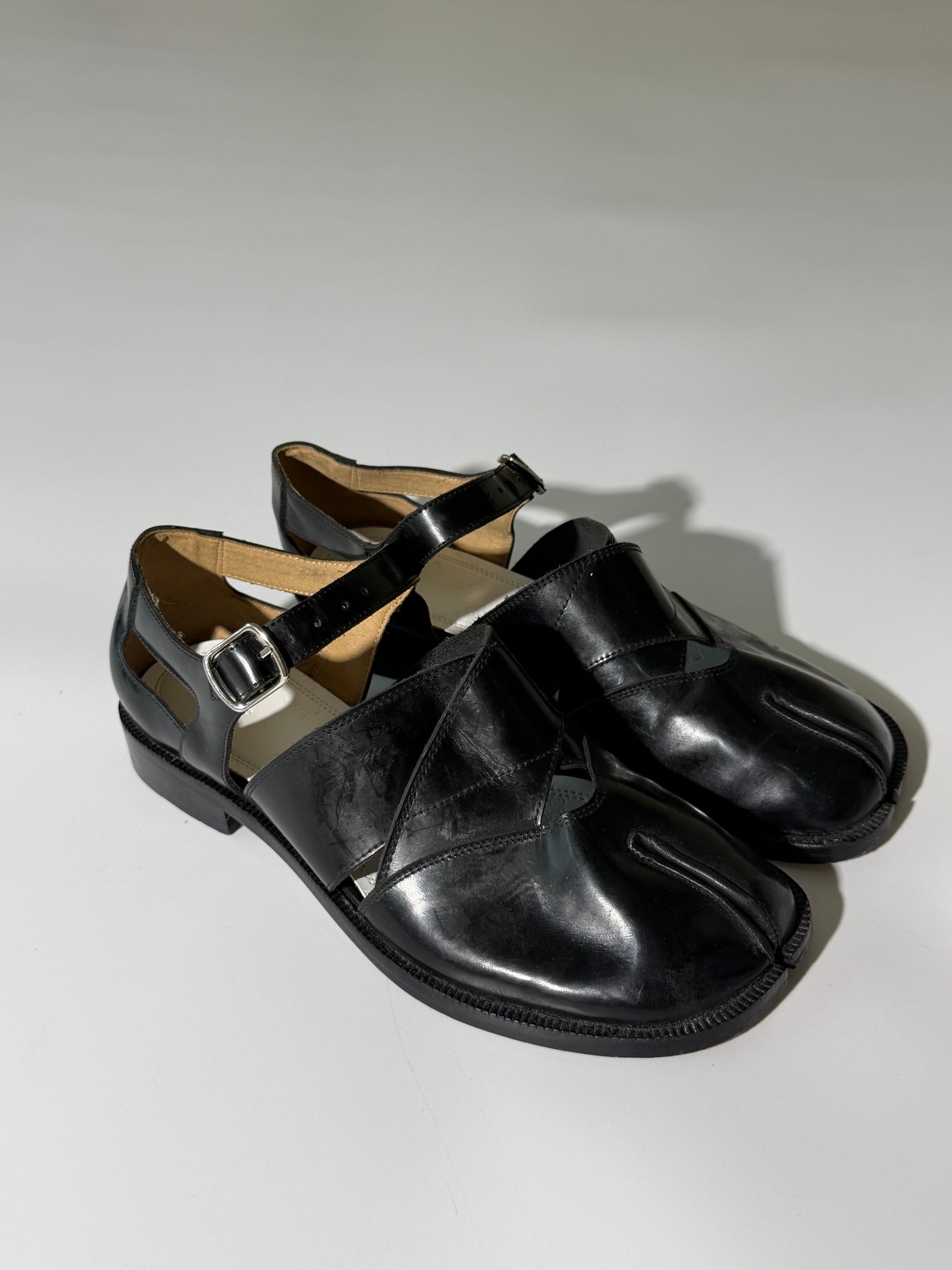 Maison Margiela Black Leather Tabi Sandals