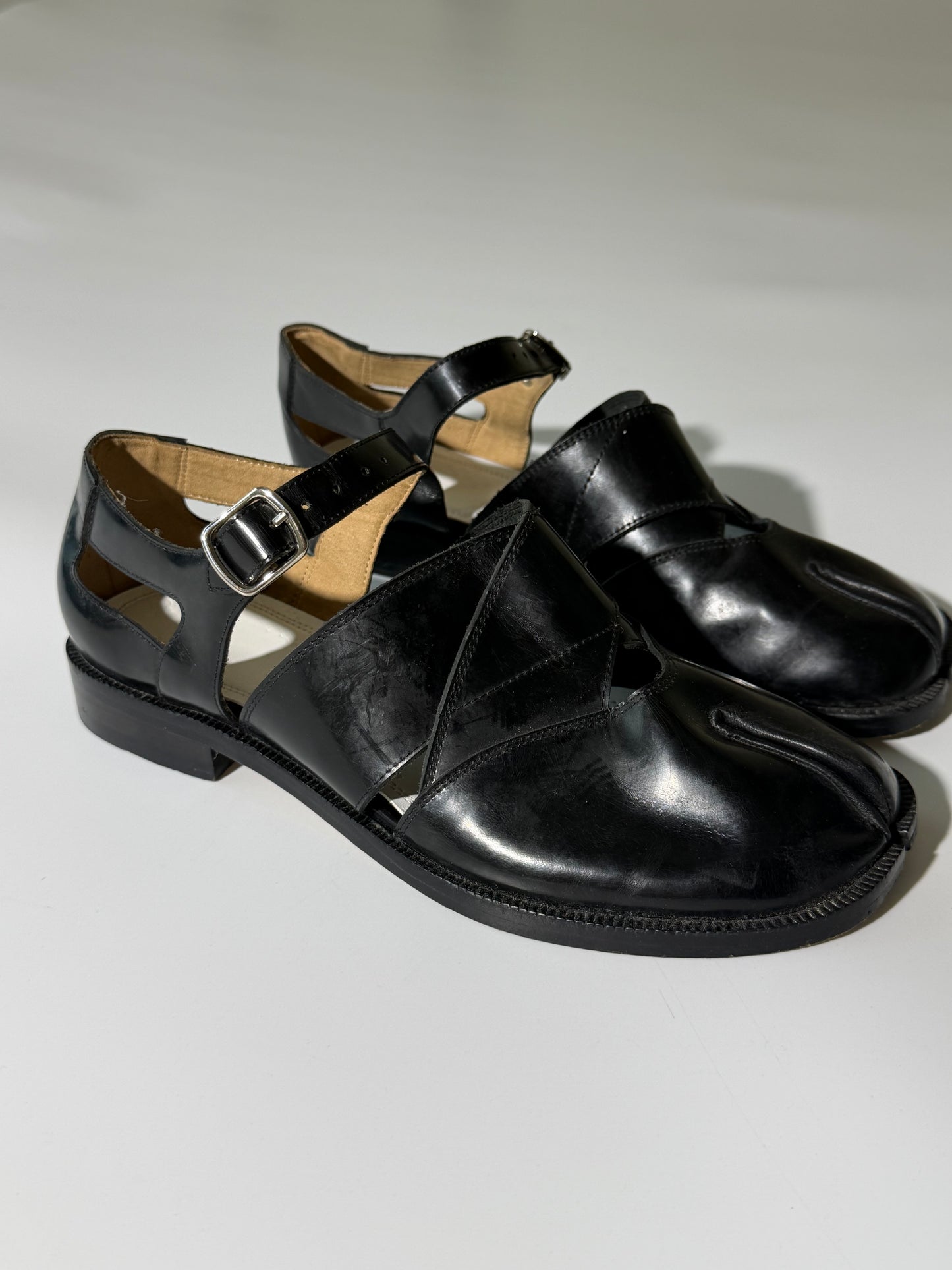 Maison Margiela Black Leather Tabi Sandals