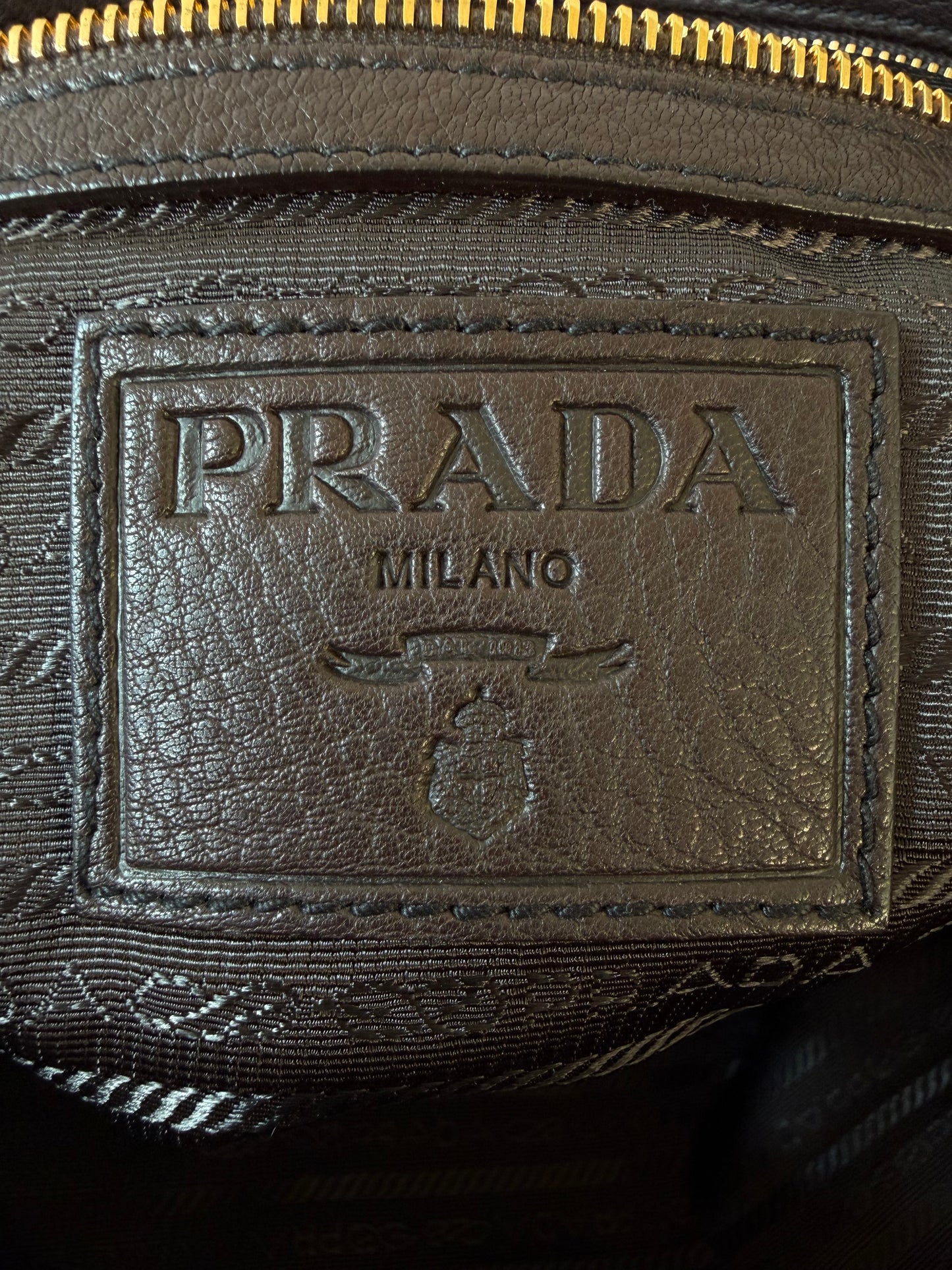 Prada Dark Brown Vitello Dino Tote Bag