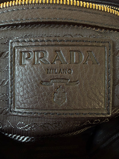 Prada Dark Brown Vitello Dino Tote Bag